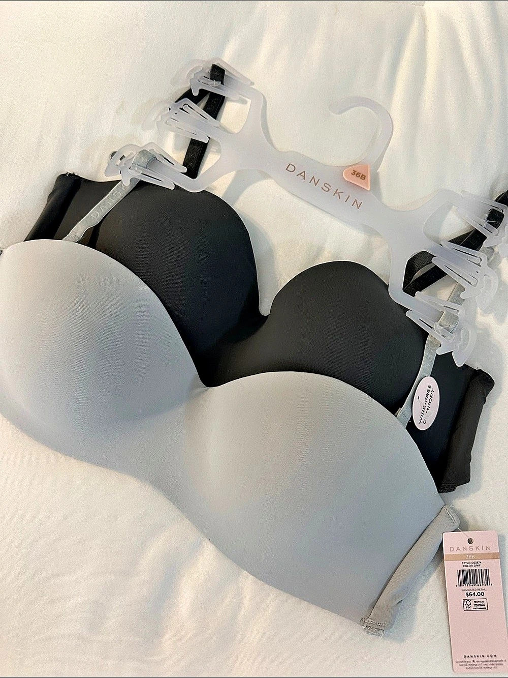 Danskin Wireless Strapless  Bra Grey  & Dark grey 36B NWT